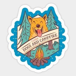 Dogs and Campfire Sticker